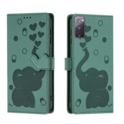 Embossed Cartoon Elephant PU Leather Wallet Phone Case