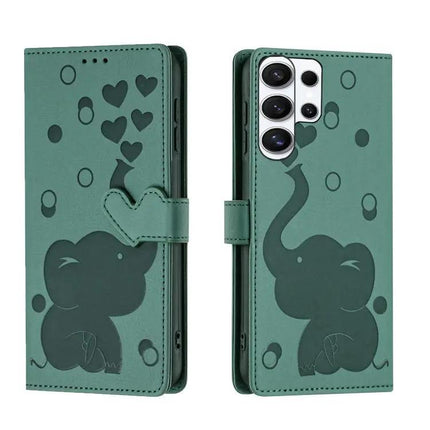 Cartoon Elephant Embossed PU Leather Wallet Case Samsung S26