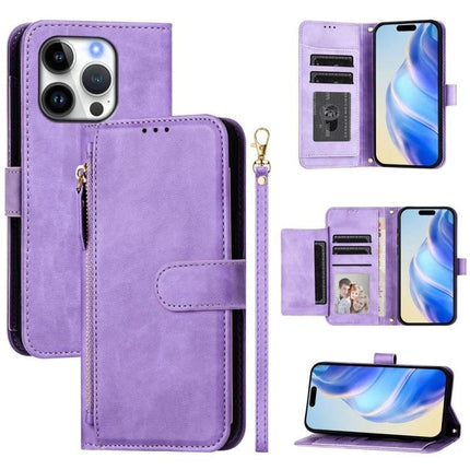Phone Wallet Case With Card Slot For Everyday Use - lavender folio case with card slots, cash pocket, wrist strap and kickstand