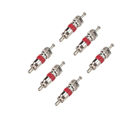 Compact Tire Repair Kit for Car and Motorcycle Use showing six valve core repair tools with curved head and red bands
