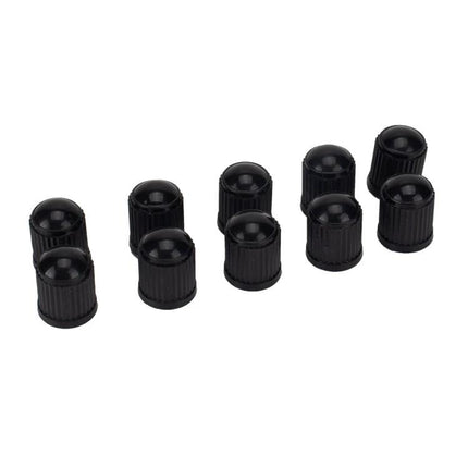 Compact Tire Repair Kit for Car and Motorcycle Use - set of black valve stem caps with curved head for quick roadside tire repairs