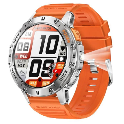 Smart Watch for Daily Health Monitoring and Notifications orange sport smartwatch showing heart rate, steps, time and notifications