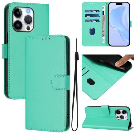 Leather Phone Case With Lanyard for Daily Essentials - mint PU leather wallet case with card slots, cash pocket, detachable lanyard and phone stand