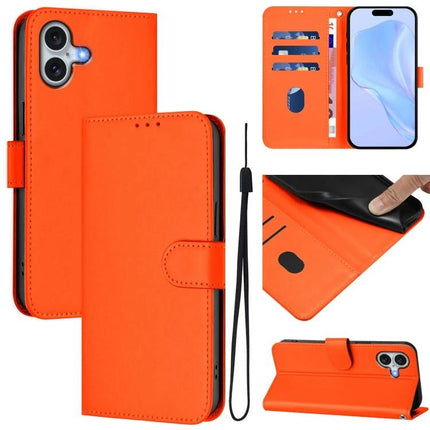 Leather Phone Case With Lanyard For Daily Essentials bright orange PU leather wallet case with card slots, TPU bumper and detachable lanyard