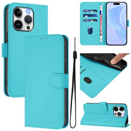 Leather Phone Case With Card Holder For Everyday Carry in turquoise wallet style with card slots, stand feature, and full TPU protection