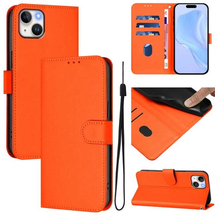 Leather Phone Case With Lanyard For Everyday Carry slim orange PU leather wallet case with card slots, stand feature and detachable wrist lanyard