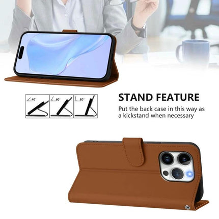 Leather Phone Case With Card Slot For Everyday Essentials brown PU leather wallet case with kickstand showing phone in stand mode