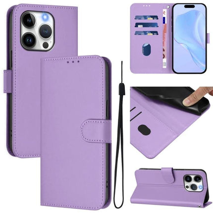 Leather Phone Case With Card Slot For Everyday Essentials in purple PU leather with TPU shell, card slots, cash pocket, stand and wrist strap