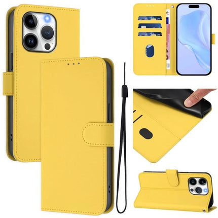 Leather Phone Case With Card Slot For Everyday Essentials in yellow PU leather wallet style with magnetic closure, card slots, stand and wrist strap
