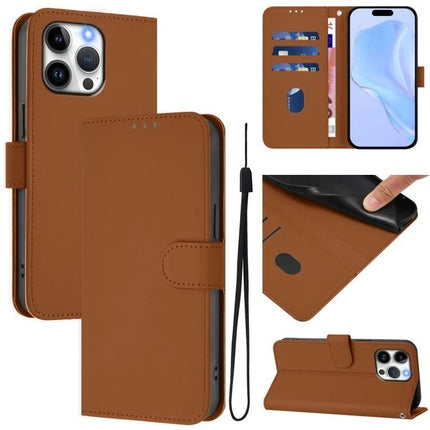 Leather Phone Case With Lanyard For Daily Activities brown PU leather wallet case with card slots, TPU protection, and detachable lanyard