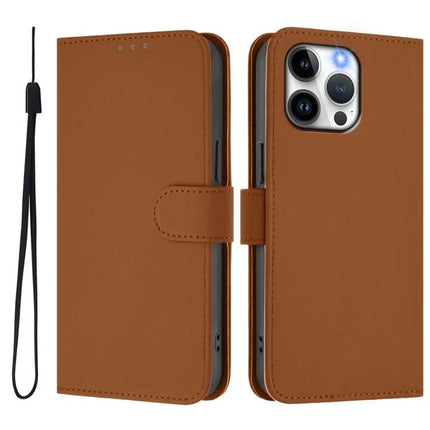 Leather Phone Case With Lanyard For Daily Activities - brown PU leather wallet case with card slots, TPU shell and detachable lanyard for hands-free use