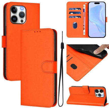 Leather Phone Case With Lanyard For Daily Activities in bright orange with card slots, TPU inner shell and removable lanyard