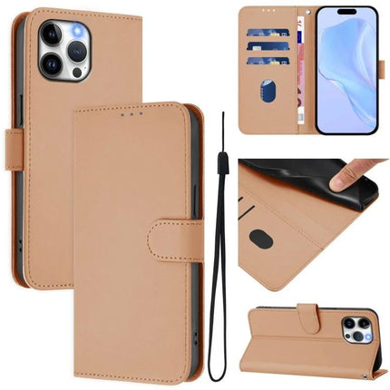 Leather Phone Case With Card Slots For Everyday Use showcasing tan PU leather, card slots, cash pocket, adjustable stand and wrist strap