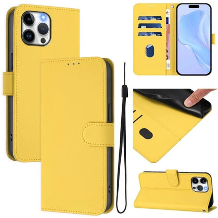 Leather Phone Case With Card Slots For Everyday Use - yellow PU leather wallet case with card slots, cash pocket, stand and wrist strap