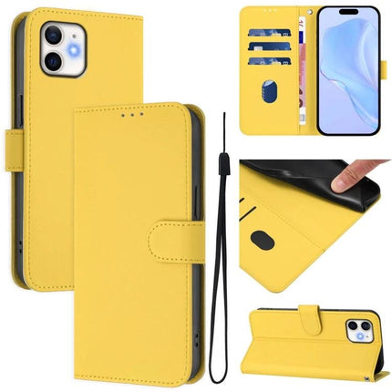 Yellow Leather Phone Case With Card Holder wallet style with 2–3 card slots, flexible TPU interior, PU leather exterior and wrist strap