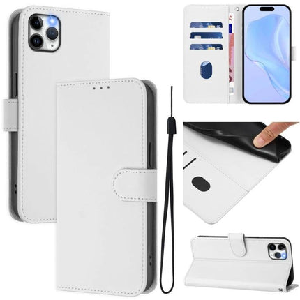 Daily Companion Leather Phone Case for Everyday Essentials — white PU leather wallet case with card slots, cash pocket, hands-free stand and wrist strap
