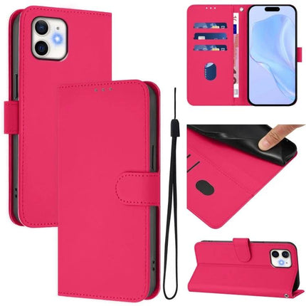 Leather Phone Case With Lanyard For Daily Carry - pink PU leather wallet case with card slots, wrist strap, magnetic closure, and kickstand