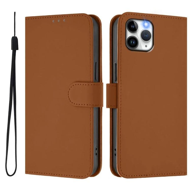 Leather Phone Case With Lanyard For Everyday Carry And Secure On The Go Access With Card Slot brown PU wallet case with wrist lanyard and card slots