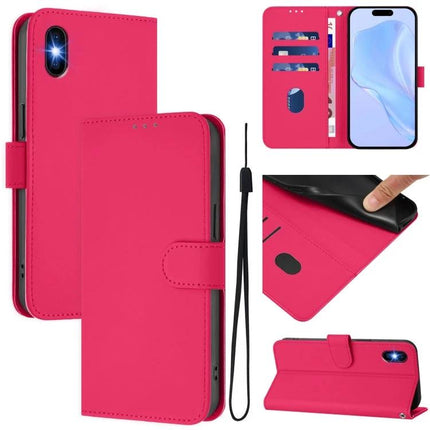 Leather Phone Case With Card Slots For Everyday Use - pink folio wallet with multiple card slots, cash pocket, kickstand and wrist strap