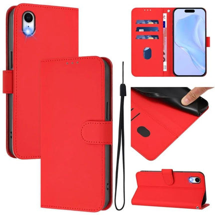 Phone Case With Lanyard For Everyday Protection While Carrying Essentials On The Go red PU leather wallet case with card slots, stand and wrist lanyard