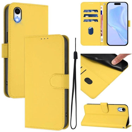Phone Case With Lanyard For Everyday Protection While Carrying Essentials On The Go yellow PU leather wallet style with card slots stand and wrist strap