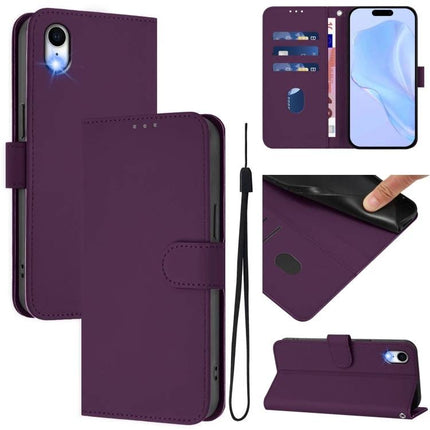 Phone Case With Lanyard For Everyday Protection While Carrying Essentials On The Go - purple PU leather wallet case with card slots, stand and wrist strap