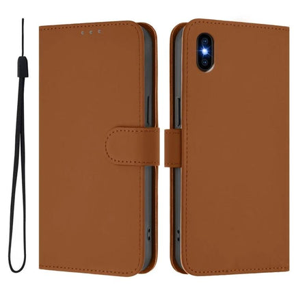 Leather Phone Case With Lanyard Card Slots For Daily Carry And Quick Hands Free Access - brown PU leather wallet case with wrist lanyard