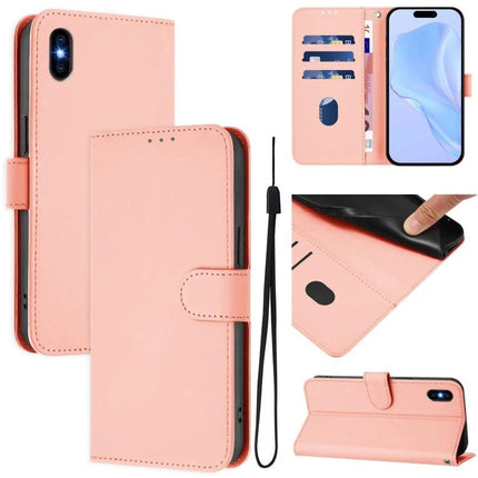 Leather Phone Case With Lanyard Card Slots For Daily Carry And Quick Hands Free Access - pink PU leather wallet case with card slots and wrist lanyard