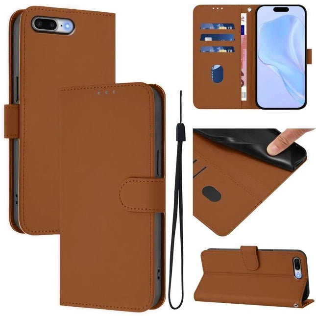 Protective Phone Case With Lanyard For Daily Carrying And On The Go Convenience For Busy Commutes And Errands brown PU leather wallet case with card slots and wrist lanyard