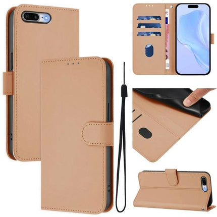 Protective Phone Case With Lanyard For Daily Carrying And On The Go Convenience For Busy Commutes And Errands - tan PU leather wallet with card slots and wrist lanyard