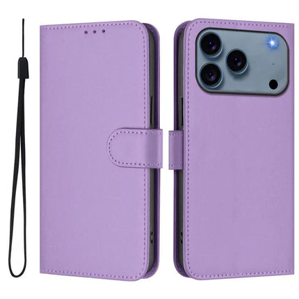 Leather Phone Case With Lanyard For Everyday Carry During Busy Errands And On The Go - purple PU leather wallet case with removable lanyard, card slots and stand