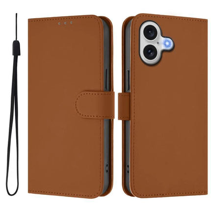Leather Phone Case With Card Slots For Everyday Use in brown PU leather wallet style with adjustable stand and wrist strap