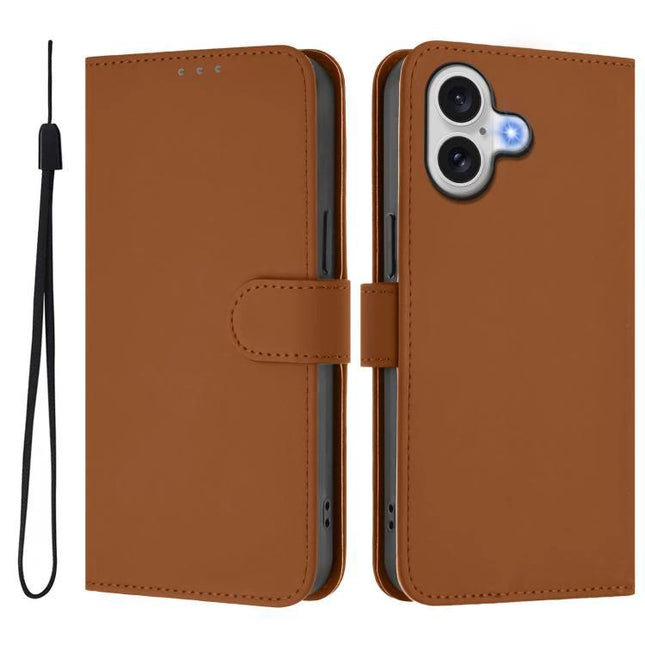 Leather Phone Case With Card Slots For Everyday Use in brown PU leather wallet style with adjustable stand and wrist strap