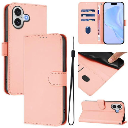 Leather Phone Case With Card Slots For Everyday Use pink folio wallet with adjustable stand, card slots, cash compartment and wrist strap