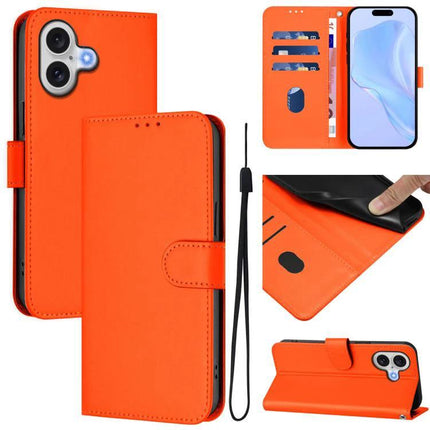 Leather Phone Case With Card Slots For Everyday Use — orange PU wallet case with card slots, cash compartment, adjustable stand and wrist strap