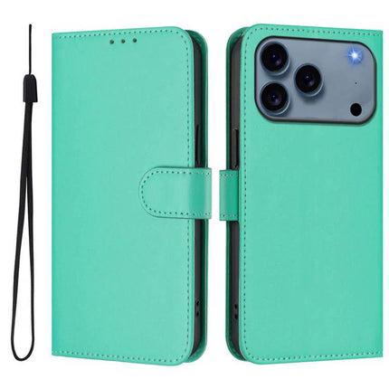 Leather Phone Case With Lanyard For Essentials in mint green PU leather wallet with TPU base, card pockets and detachable black lanyard