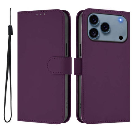 Leather Phone Case With Lanyard For Essentials - purple PU leather wallet case with TPU base, card slots, cash pocket and detachable lanyard