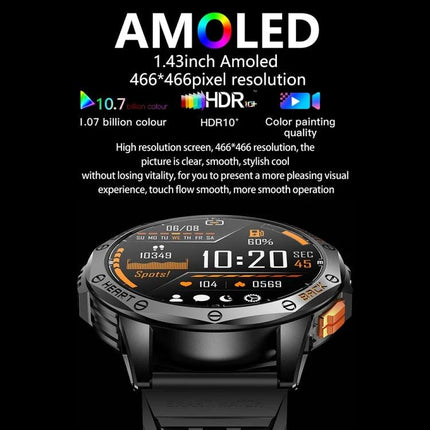 LEMFO Smart Watch for Everyday Health and Fitness Tracking with 1.43inch AMOLED 466x466 display showing fitness stats