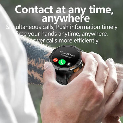 LEMFO Smart Watch for Everyday Health and Fitness Tracking showing incoming call on clear display during outdoor activity