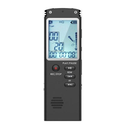 Compact Voice Recorder for Everyday Business and Personal Notes – slim black handheld digital recorder with LCD screen and control buttons
