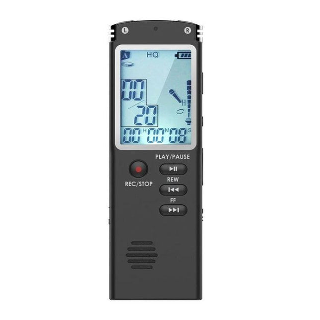 Compact Voice Recorder for Everyday Business and Personal Notes – slim black handheld digital recorder with LCD screen and control buttons