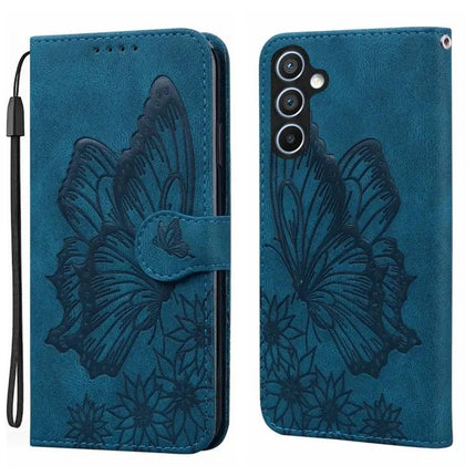Étui de téléphone en cuir gaufré papillons avec fente pour cartes