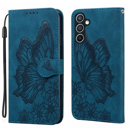 Étui de téléphone en cuir gaufré papillons avec fente pour cartes