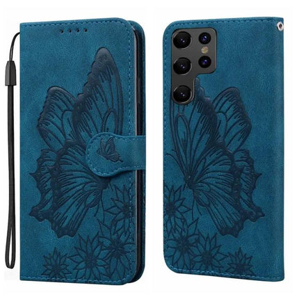 Étui de téléphone en cuir gaufré papillons avec fente pour cartes