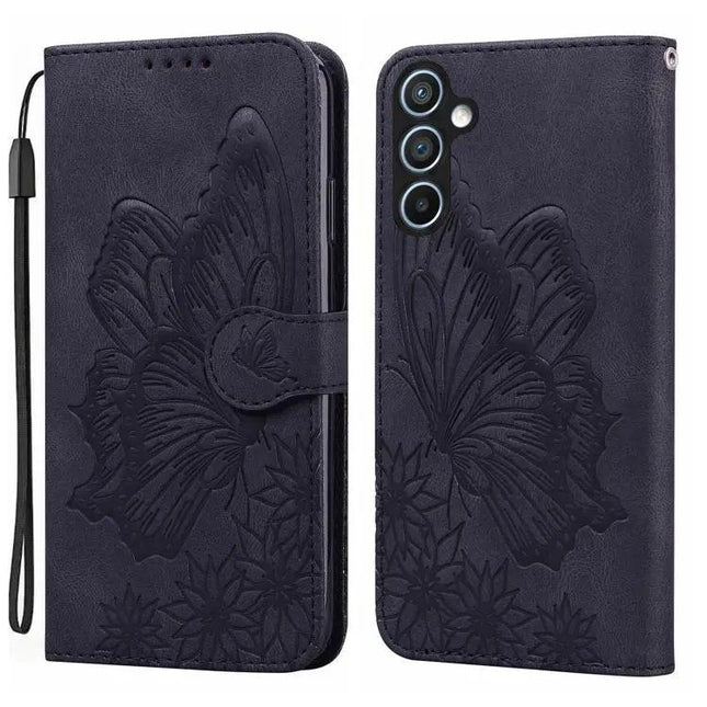 Butterflies Embossing Leather Phone Case With Card Slot