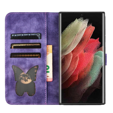Butterfly Cat Embossed Flip Leather Phone Case For Samsung Galaxy S25 Ultra