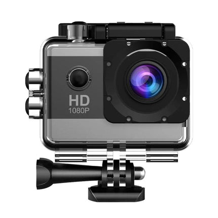 Compact 2.0 Inch IPS Screen Action Camera For Outdoor Use - Waterproof HD 1080P camera in protective housing with wide-angle lens and mount