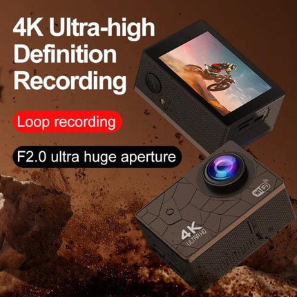 Versatile 4K WiFi Action Camera for Everyday Adventures - waterproof 4K action camera with WiFi, loop recording and F2.0 aperture for hiking, biking, driving