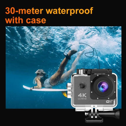 Versatile 4K WiFi Action Camera for Everyday Adventures waterproof 30-meter case capturing surfing and underwater scenes