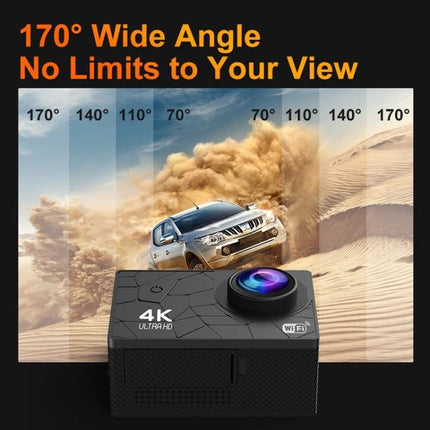 Versatile 4K WiFi Action Camera for Everyday Adventures 170° wide-angle waterproof 4K driving and outdoor recorder
